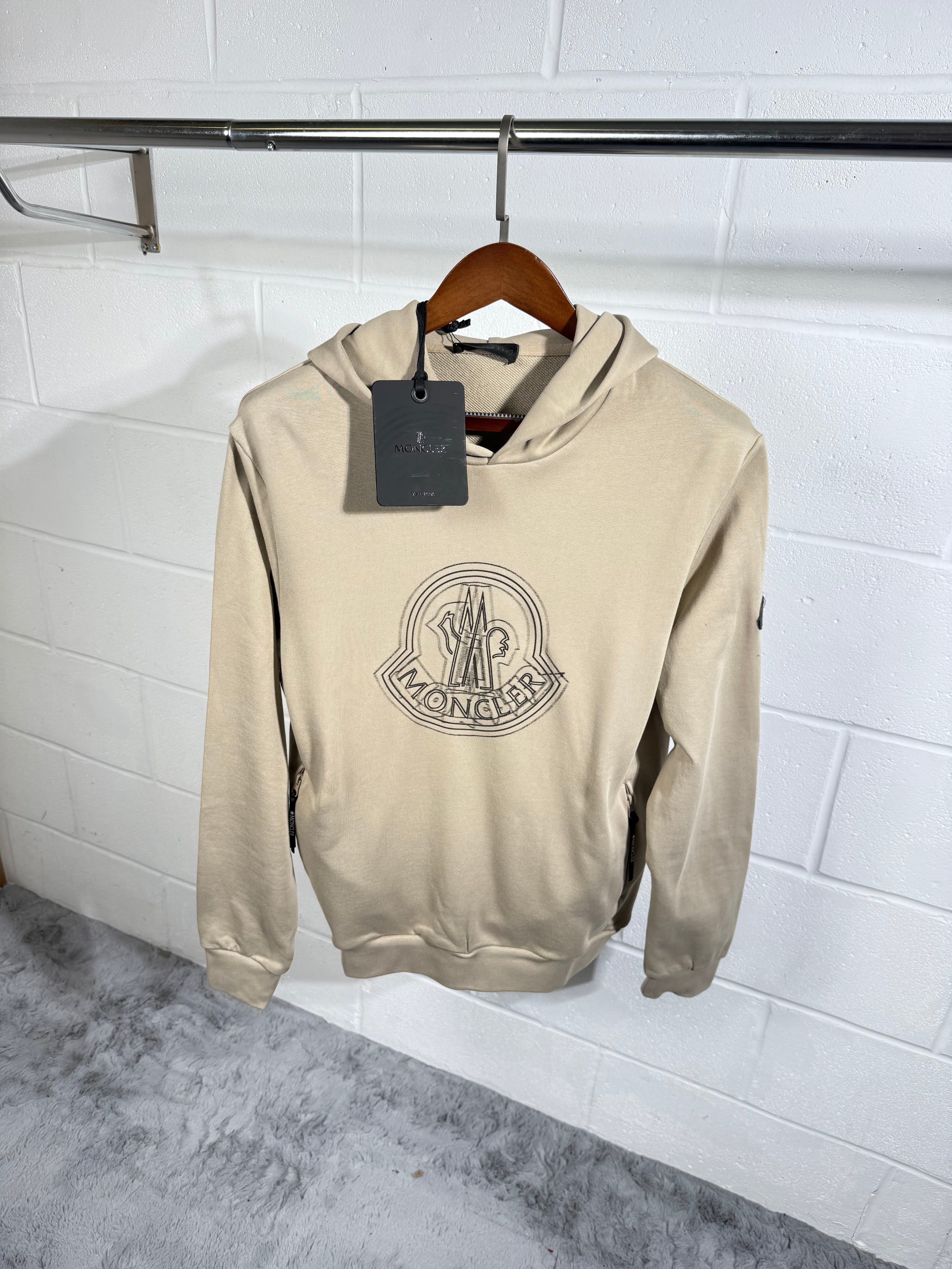 Moncler logo hoodie beige