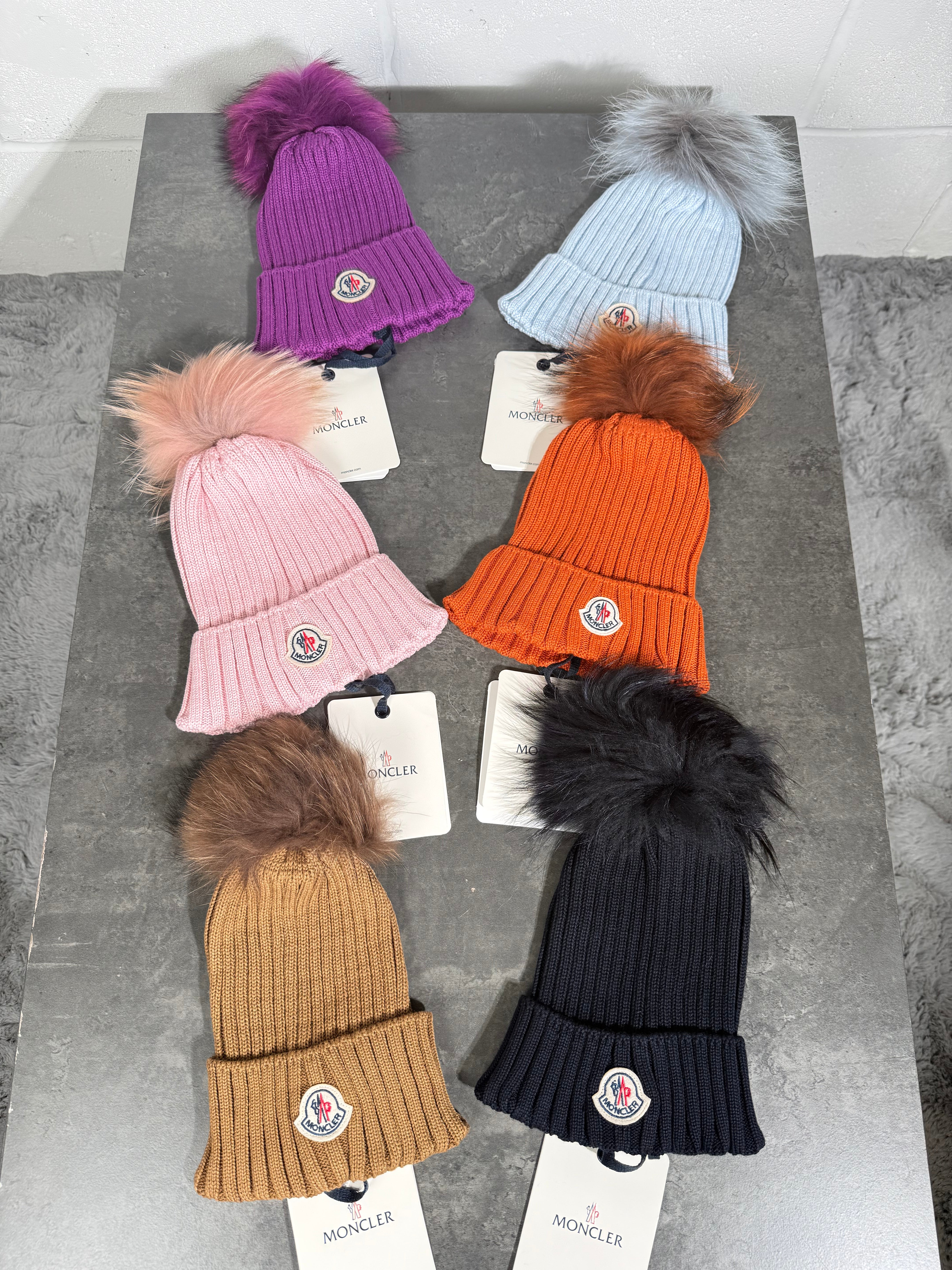 Moncler ladies hats real fur