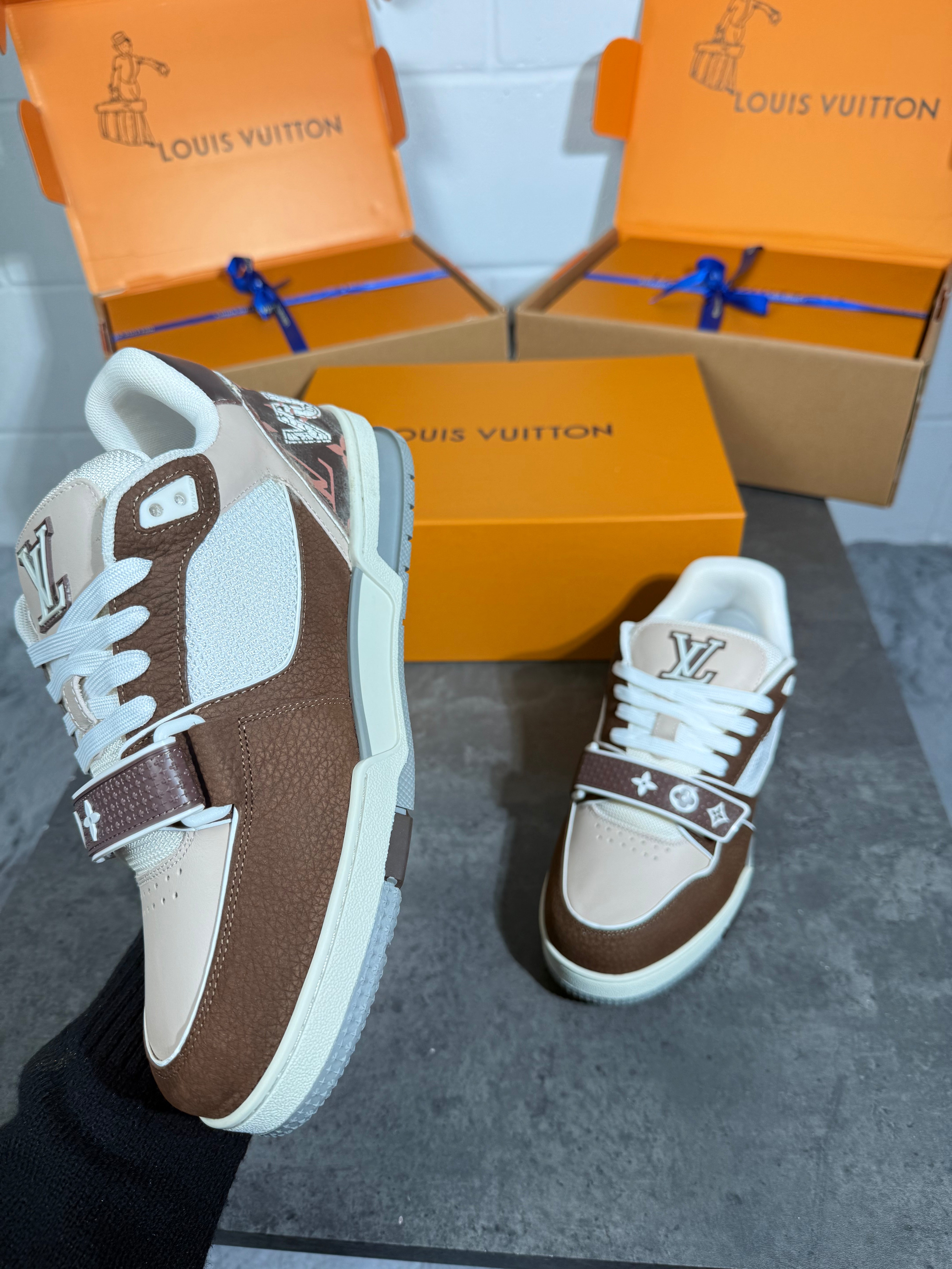 LV Trainer Calf Leather Moka Sneaker